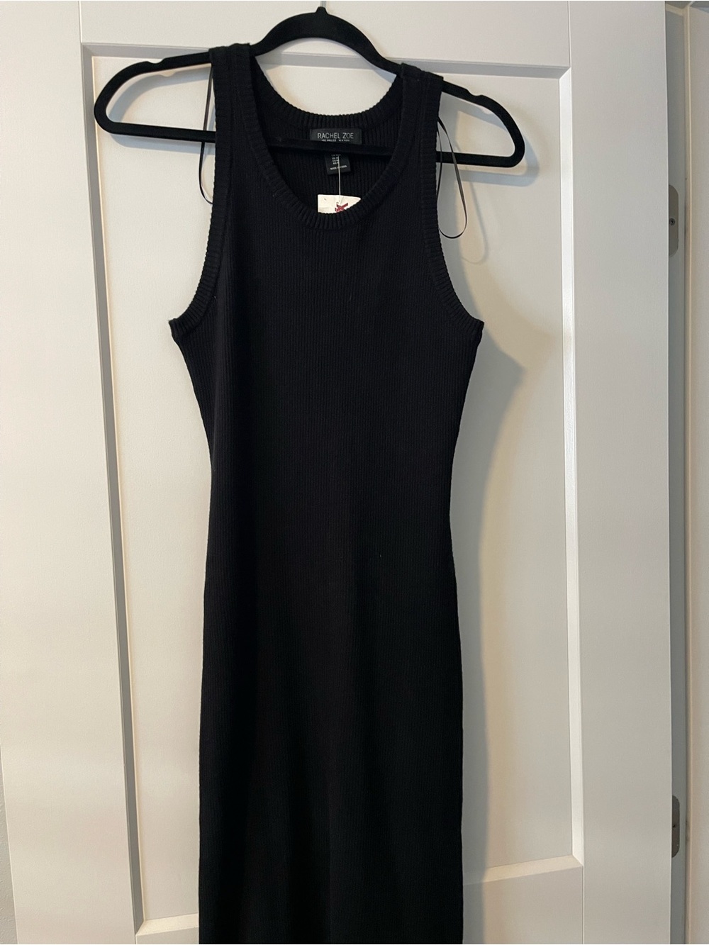 Rachel Zoe Black Ribbed Sleeveless Midi Dress